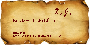 Kratofil Jolán névjegykártya